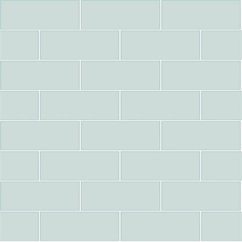 Galley Light Blue Horizontal Textured Subway Tile Wallpaper