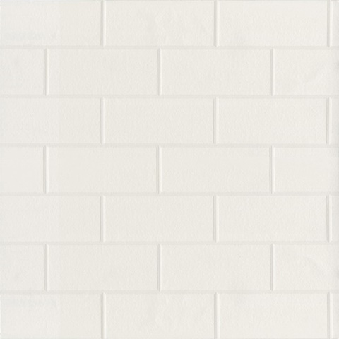 Galley White Horizontal Textured Subway Tile Wallpaper