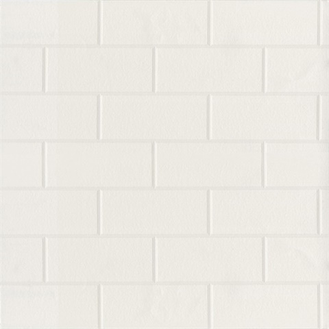 Galley White Horizontal Textured Subway Tile Wallpaper