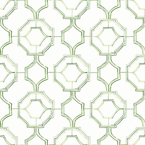 Gallina Green Geometric Trellis Wallpaper