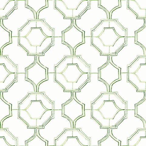 Gallina Green Geometric Trellis Wallpaper