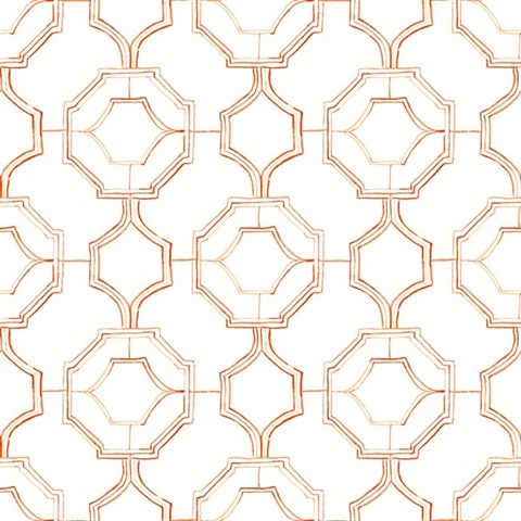 Gallina Orange Geometric Trellis Wallpaper