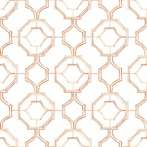 Gallina Orange Geometric Trellis Wallpaper