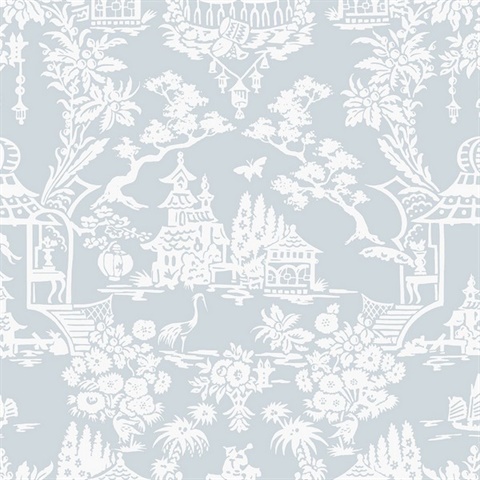 Garden Chinoiserie  Blue Dusk Peel and Stick Wallpaper