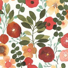 Garden Dance Floral Ruby & Hunter Green Peel and Stick Wallpaper