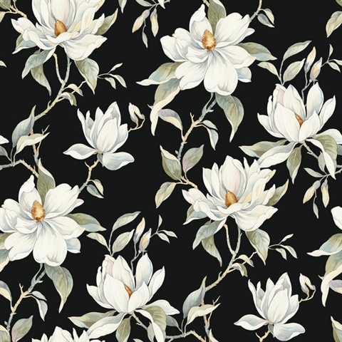 Garden Jewels Floral Trail Black Floral Floral Trail  Wallpaper
