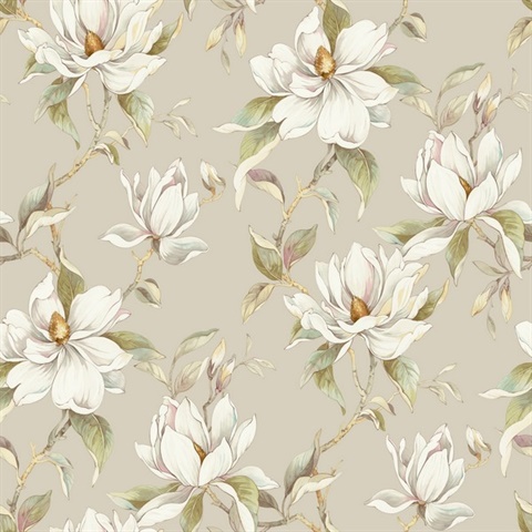 Garden Jewels Linen Floral Floral Trail  Wallpaper