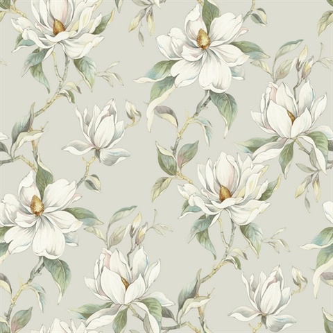 Garden Jewels Warm Grey Floral Floral Trail  Wallpaper