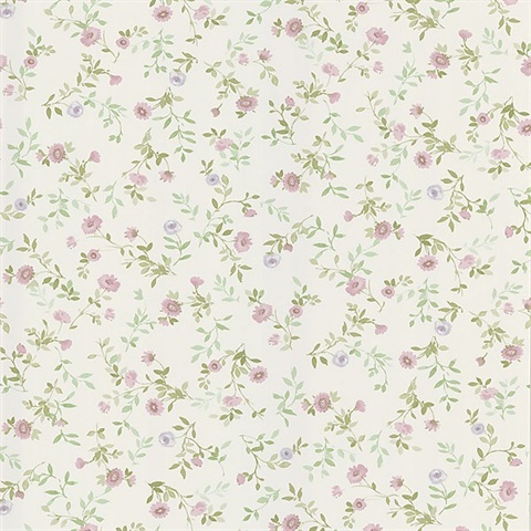 Garden Lavender Wash Floral Wallpaper