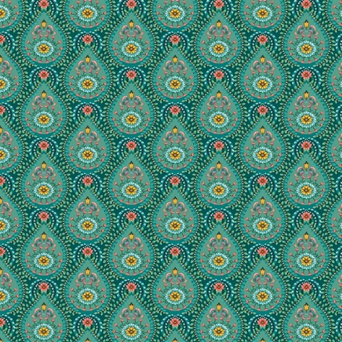 Garden Party Teal Raindrops Wallpaper