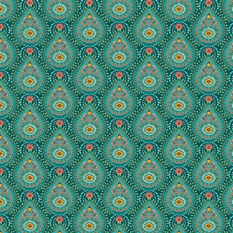 Garden Party Teal Raindrops Wallpaper