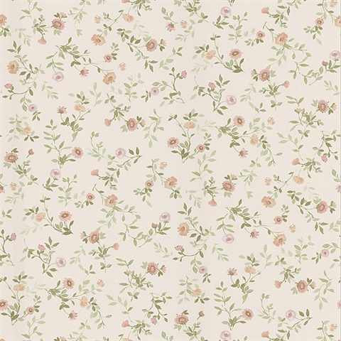 Garden Pink Wash Floral Wallpaper