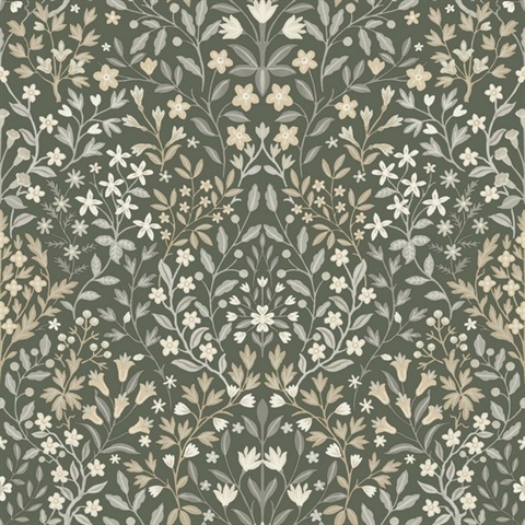 Garden Terrace Olive Green Wallpaper