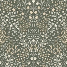 Garden Terrace Olive Green Wallpaper