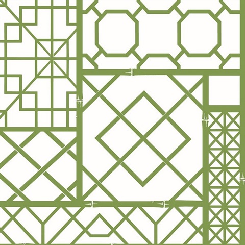 Garden Trellis Geometric Spring Green Peel and Stick Wallpaper