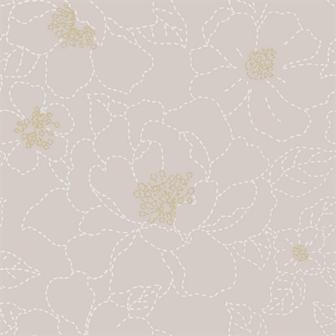 Gardena Lavender Embroidered Floral Wallpaper