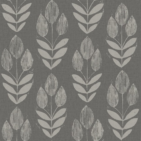Garland Charcoal Block Tulip Wallpaper