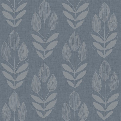 Garland Denim Block Tulip Wallpaper