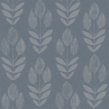 Garland Denim Block Tulip Wallpaper