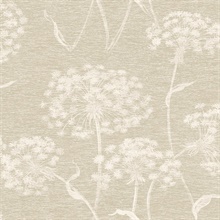 Garvey Taupe Dandelion Wallpaper