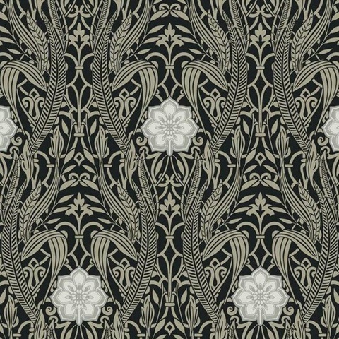 Gatsby Black Damask Wallpaper