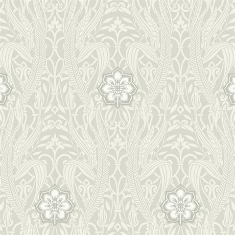 Gatsby Grey Damask Wallpaper
