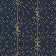 Gem Geometric Geometric Dark Blue & Metallic Gold Peel and Stick Wallp
