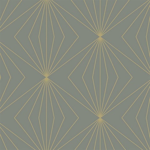 Gem Geometric Geometric Grey & Metallic Gold Peel and Stick Wallpaper