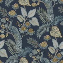 Geneva Dark Blue Peacock Paradise Wallpaper