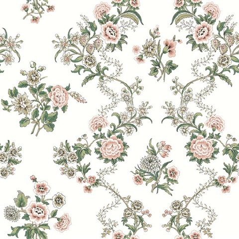 Genevieve Blush Floral Trail Wallpaper