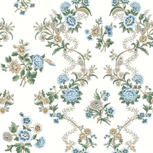 Genevieve Sapphire Floral Trail Wallpaper