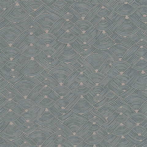 Geo Blue Swirl Motif Wave Wallpaper