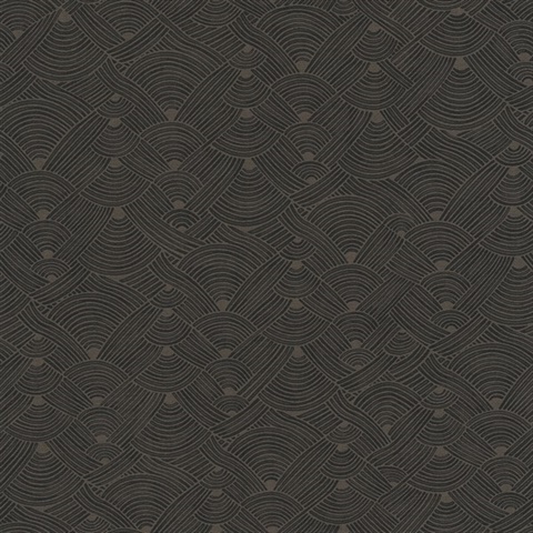 Geo Charcoal Swirl Motif Wave Wallpaper
