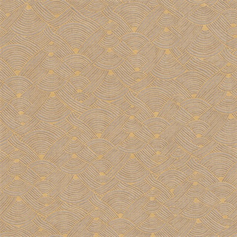 Geo Gold Swirl Motif Wave Wallpaper