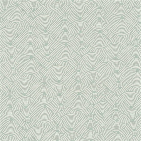 Geo Sage Swirl Motif Wave Wallpaper