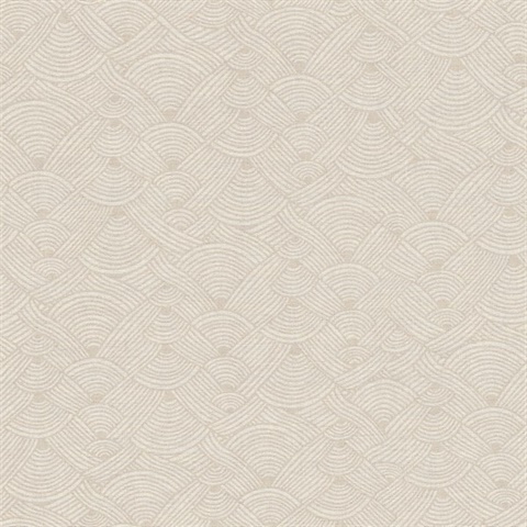 Geo Taupe Swirl Motif Wave Wallpaper