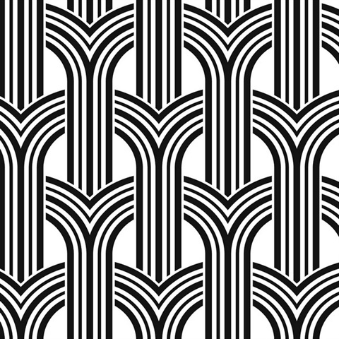 Geometric Arches Geometric Ebony & Lace Peel and Stick Wallpaper