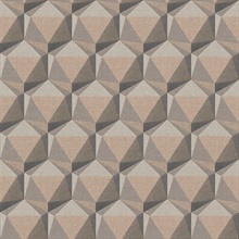 Geometric Beige Motif Hexagon Textured Fabric Wallpaper