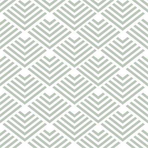 Geometric Chevron Diamond Green Peel and Stick Wallpaper