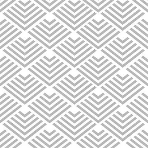 Geometric Chevron Diamond Grey Peel and Stick Wallpaper