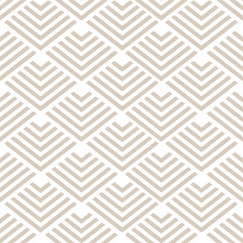 Geometric Chevron Diamond Taupe Peel and Stick Wallpaper