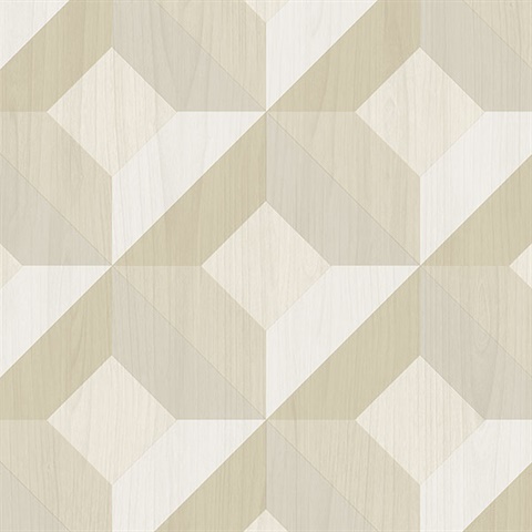 Geometric Diamonds On Faux Wood Wallpaper