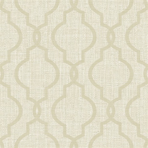 Geometric Jute Taupe Quatrefoil