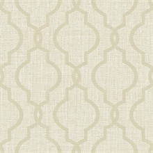 Geometric Jute Taupe Quatrefoil