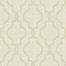 Geometric Jute Taupe Quatrefoil