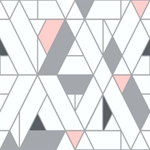Geometric Kaleidoscope Pink & Charcoal Peel and Stick Wallpaper