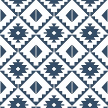 Geometric Southwest Tile Navy Blue Peel and Stick Wallpaper