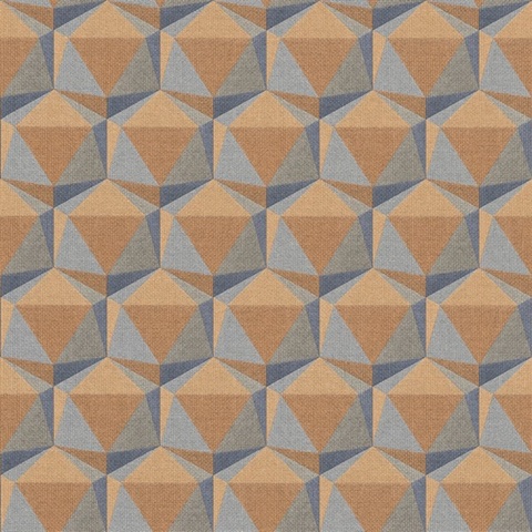 Geometric Sunset Motif Hexagon Textured Fabric Wallpaper