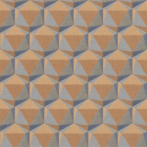 Geometric Sunset Motif Hexagon Textured Fabric Wallpaper