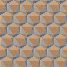 Geometric Sunset Motif Hexagon Textured Fabric Wallpaper